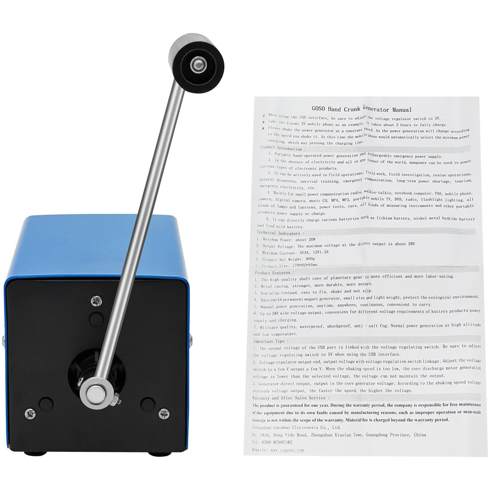 Générateur À Manivelle Zayuzo 20 W, Chargeur Usb Portable Pour Alimentation De Secours, Camping, Voyages, Survie, Source Dalimentation Autonome Multifonctionnelle
