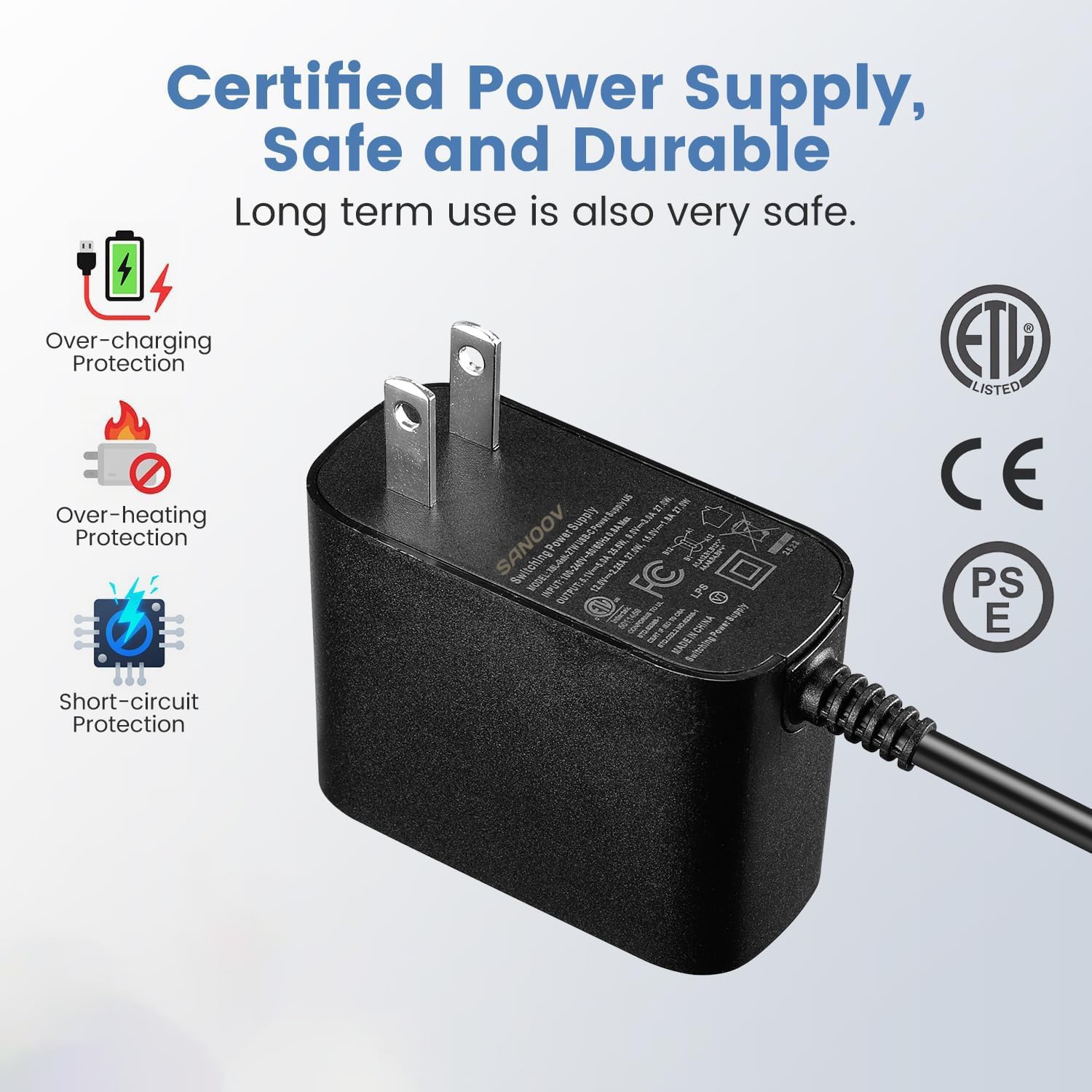 27W GaN PD USB-C Power Supply for Raspberry Pi 5 5.1V 5A PD USB-C Pi 5 Power Adapter for Raspberry Pi 5 16GB/8GB/4GB/2GB - 6