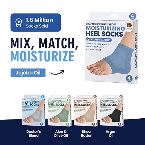 Miniatura 30 de Dr. Frederick's Original- Calcetines hidratantes para el tratamiento del talón agrietado/pies secos para mujeres y hombres, 6 pares, paquete completo