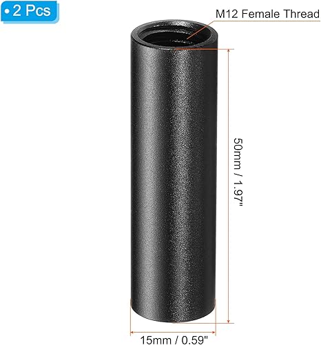 Miniatura 2 de PATIKIL Varilla de 2 pulgadas de 0.591 in, paquete de 2 varillas de cámara con rosca hembra M12 aleación de aluminio para sistema de soporte de riel
