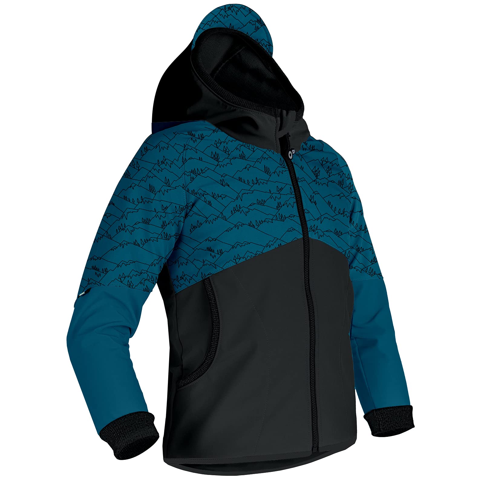 Kurtka softshell Street z podszewką polarową, wodoodporna i wiatroszczelna, oddychająca kurtka funkcyjna, kurtka rekreacyjna dla dzieci, z zamkiem błyskawicznym na całej długości, kobaltowy z czarnym, 134-140