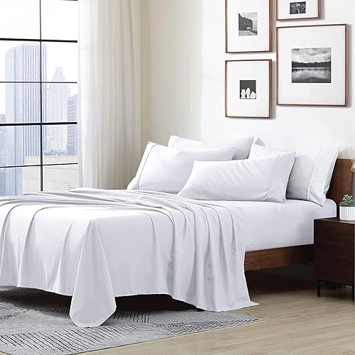 Miniatura 10 de snowhomes Juego de sábanas de 800 hilos, 4 piezas, color borgoña, tamaño King, 100% algodón, algodón de fibra larga, transpirable, tejido de satén