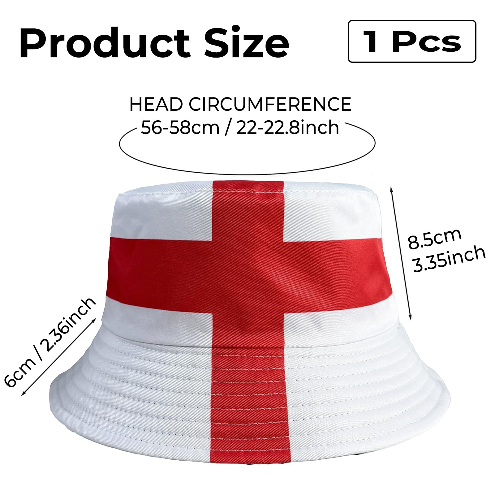 England Bucket Hat Reversible St George's Cross Polyester Sun Hat (56-58cm) Essential Football Fan Gear for Men & Women World Cup 2026 & St George's Day - 3
