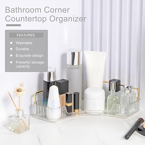 Miniatura 4 de Organizador de esquina para encimera de baño, bandejas organizadoras de tocador para mostrador, organizadores de maquillaje, bandeja de perfume,