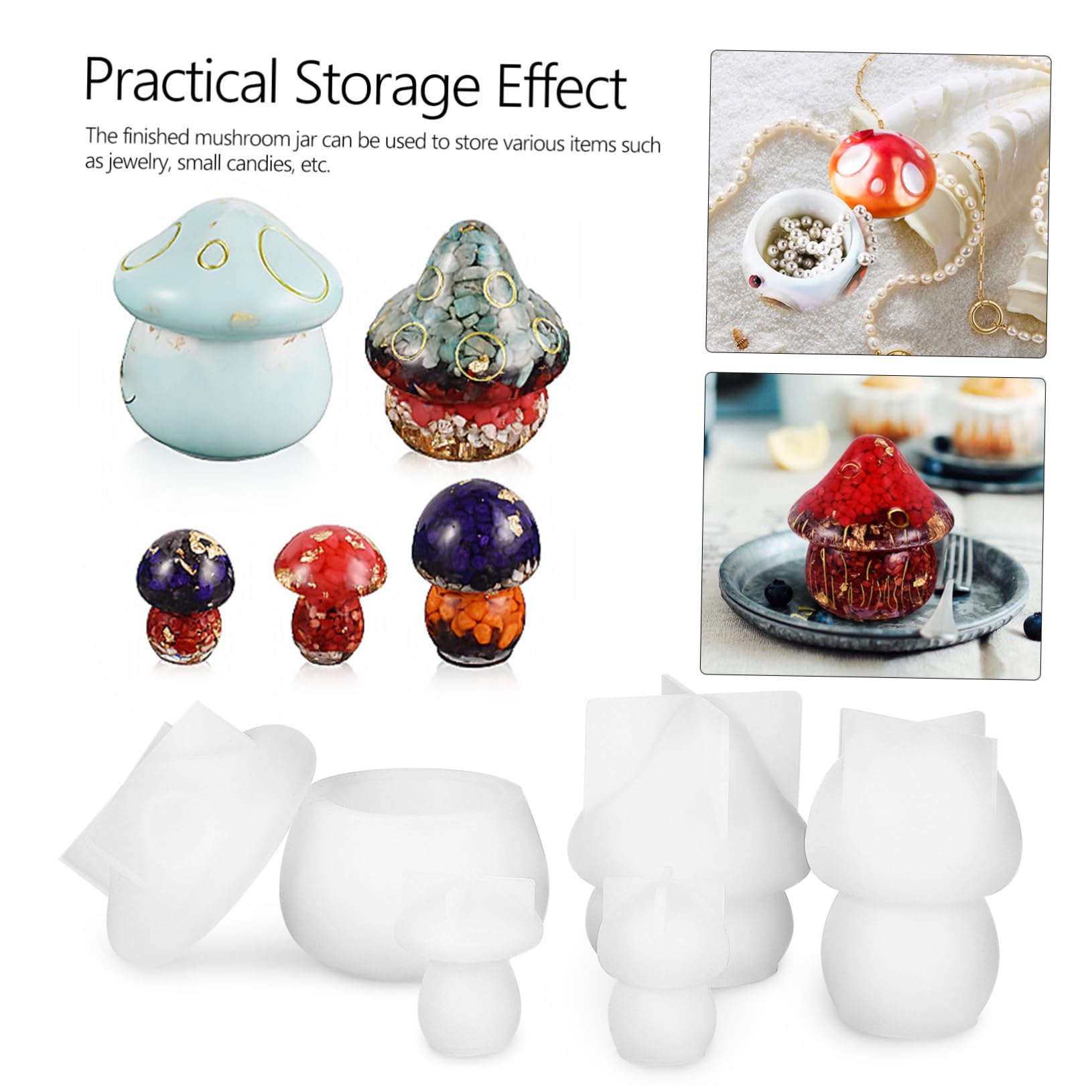 jojofuny 5 Ensembles Moules À Champignon Silicone pour DIY Moules De Récipient Époxy Pratiques Décoratifs 5 Pièces * 5