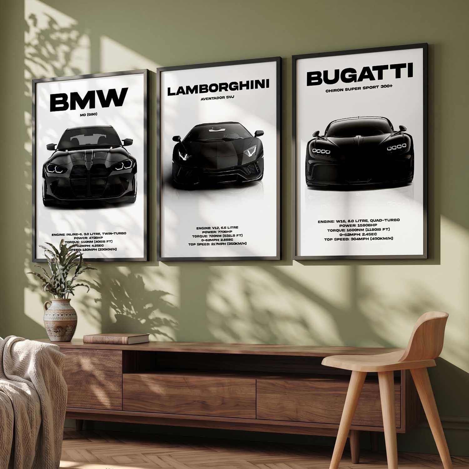 Sports Car Wall Art - Framed Posters for Boys -5 Sports Car Wall Art - Framed Posters for Boys -5