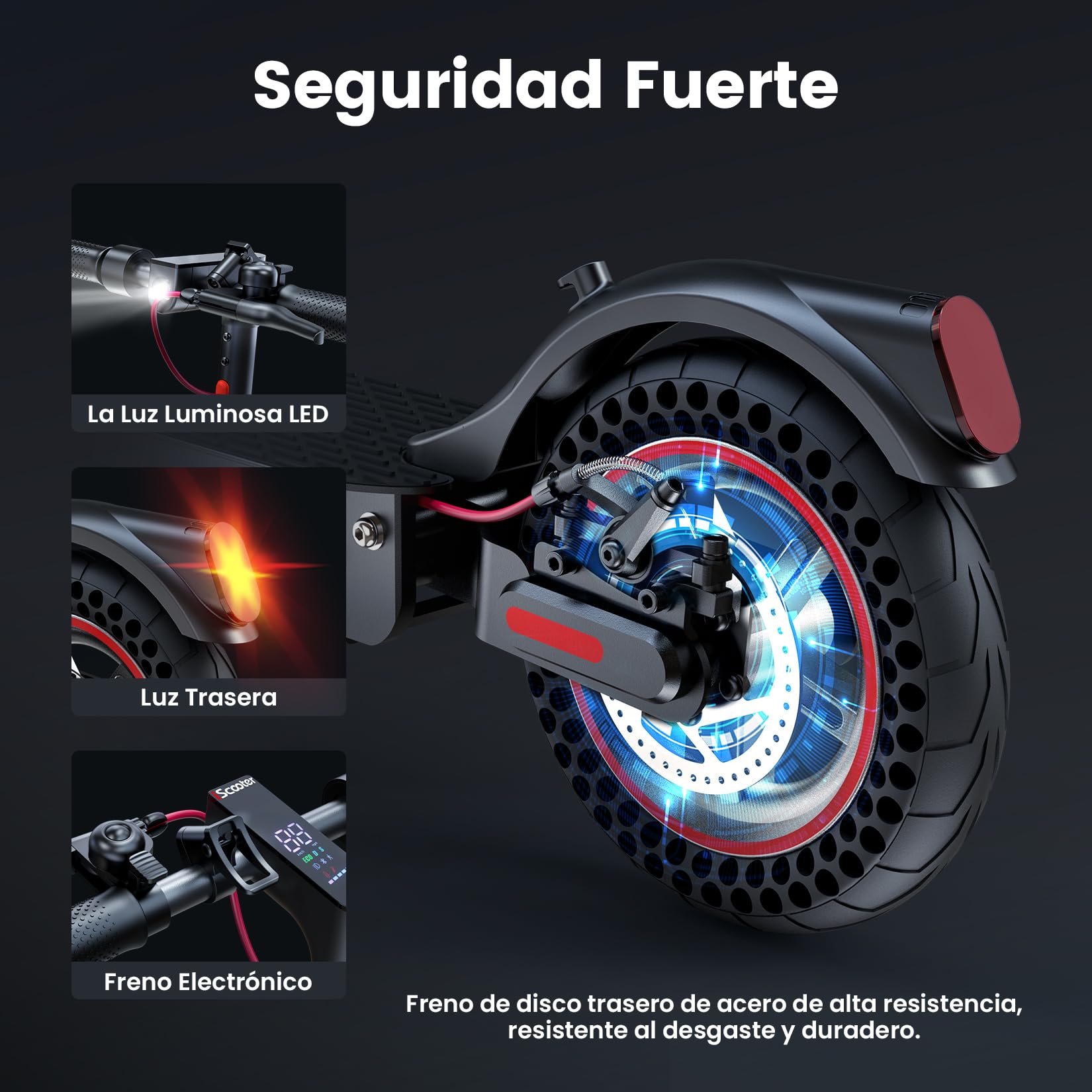 iScooter 10" Patinete Eléctrico Adultos Homologado DGT, 500W Motor, Autonomía De 30-40 KM, Máxima 25KM/H, Bocina, Timbre, Intermitentes, App, Frenado Doble, Plegable, Carga 120 KG, Bloqueo/Desbloqueo