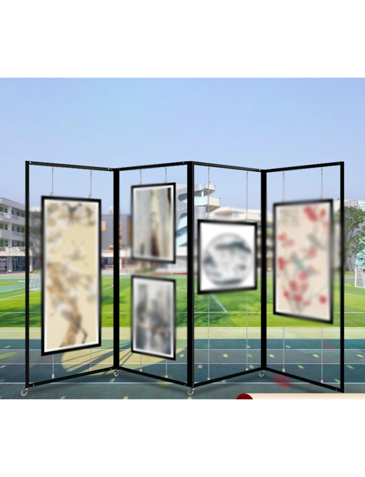 Genérico Expositor plegable resistente con ruedas, de aleación de aluminio de grado comercial, for galerías y carteles minoristas, for ferias y exposiciones de arte.(1pcs,6.6x2.6ft)