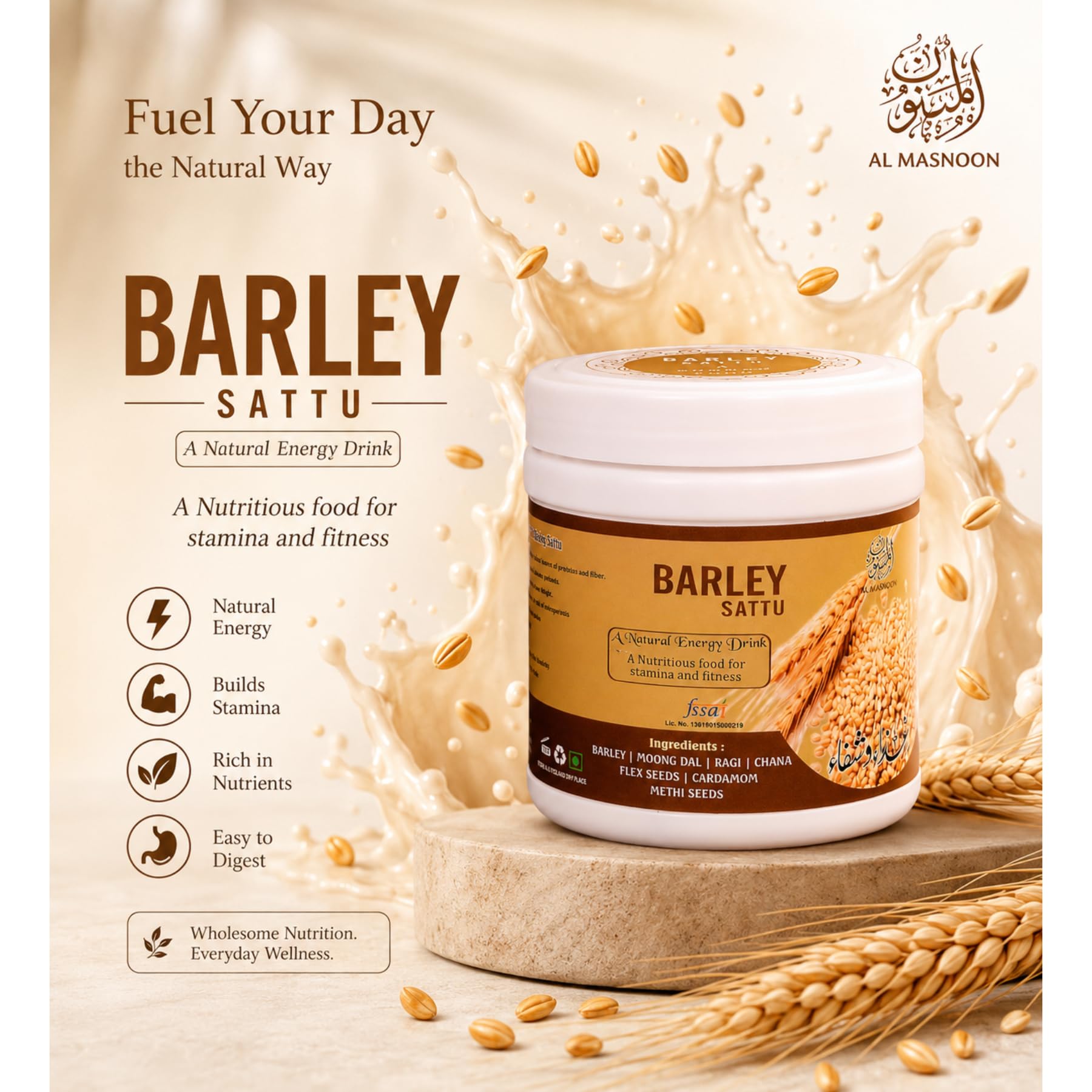 AL MASNOON Barley Sattu/Jau Ka Sattu 300g(pack of1) A Nutritious Energy Drink / 100% Natural