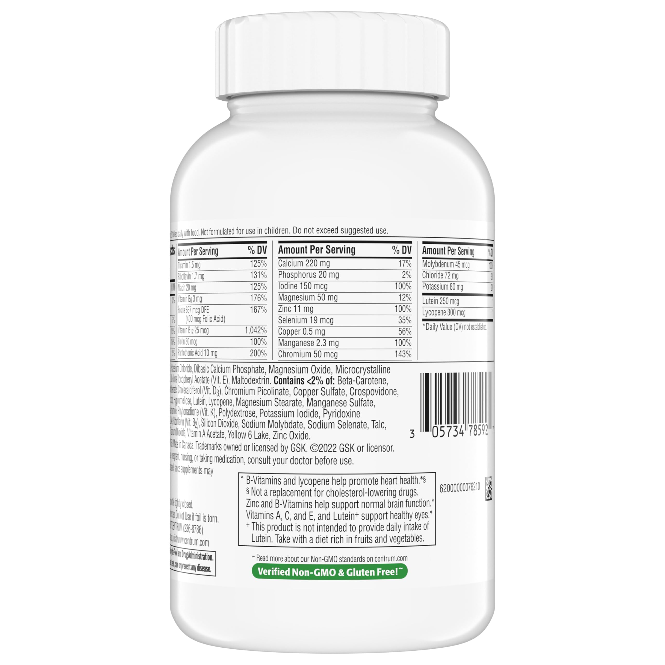 Centrum Minis Silver Multivitamin Tablet for Adults 50 Plus, Multimineral Supplement, Vitamin D3, B-Vitamins, Gluten Free, Non-GMO Ingredients, Supports Memory and Cognition in Older Adults - 320 Ct