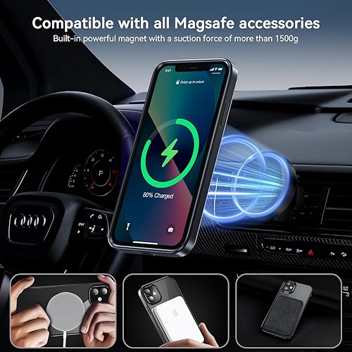 Miniatura 4 de Fin2feel Funda magnética para iPhone 11, con protector de pantalla de vidrio templado, compatible con MagSafe, protección militar contra caídas a