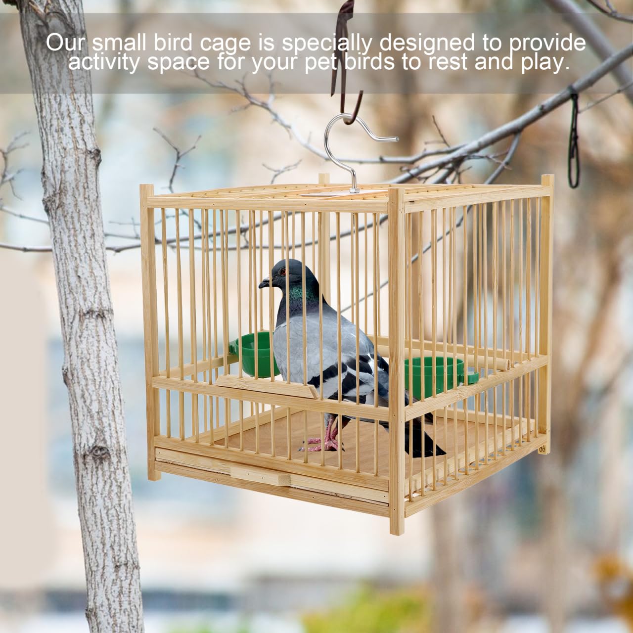 Happyyami Vogelkfig aus Bambus, klein, quadratisch, Sittichkfig mit  Aufhngehaken, fr drinnen und drauen, Vogelhaltung fr Wellensittiche,  Lovebird Nymphensittiche : Amazon.de: Haustier