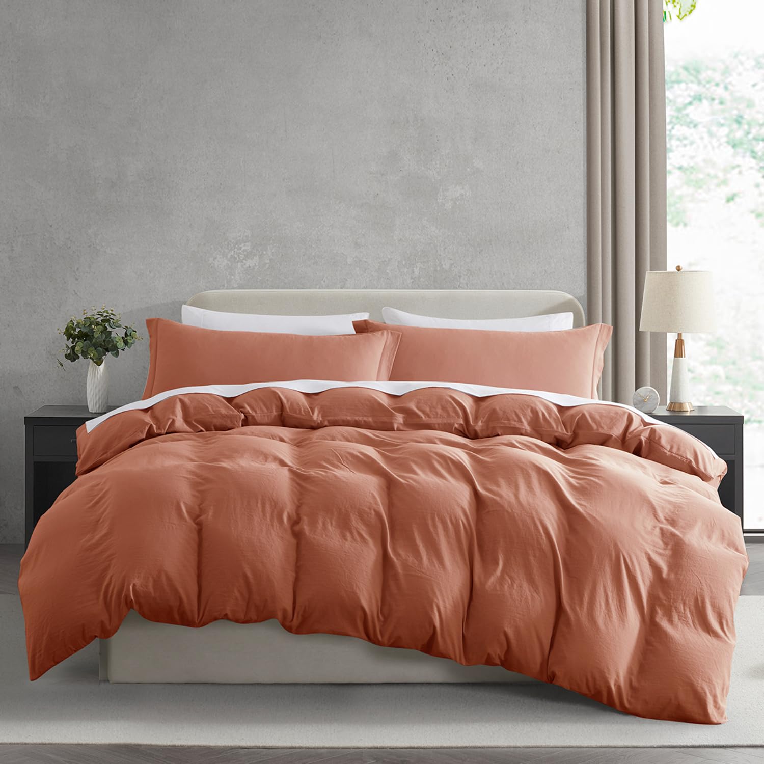 Nestl Twin Duvet Cover Set - Soft Double Brushed Rust Duvet Cover Twin/Twin XL, 2 Piece, with Zipper Closure, 1 Duvet Cover 68x90 inches and 1 Pillow Sham
