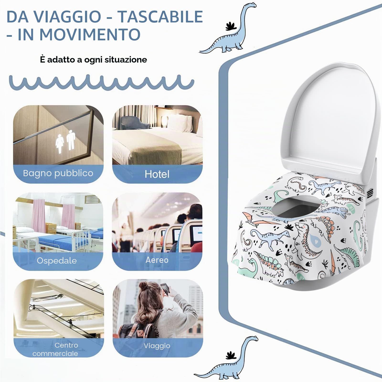 YIHATA 20 Pezzi Copriwater USA e getta per bambini e adulti Coprisedili Monouso per WC Pubblico