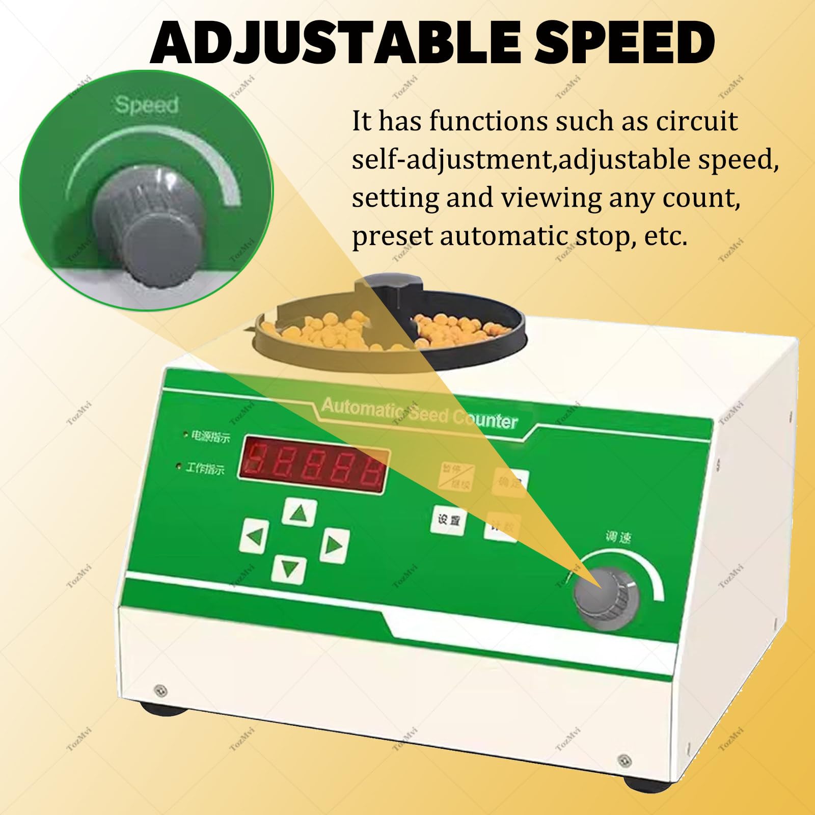 Contatore automatico per semi di piccole e medie dimensioni, strumento elettrico per conteggio delle particelle con manopola di controllo della velocità, uso in laboratorio agricolo