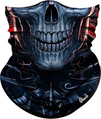 Miniatura 170 de Obacle - Tapabocas con cuello polar y de estilo de pañuelo contra el polvo y el sol para hombre y mujer Calavera Azul Ojo y Nariz