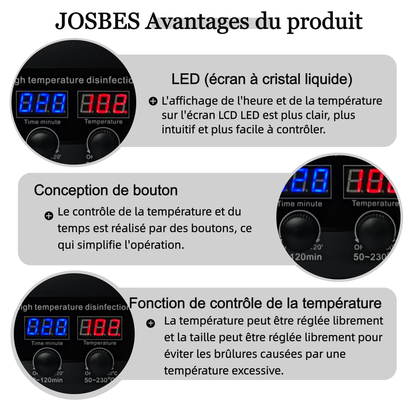 Stérilisateur haute température ongles outil stérilisateur avec timer pour cosmétiques, Footspflegestudios, salon de coiffure noir (Noir)