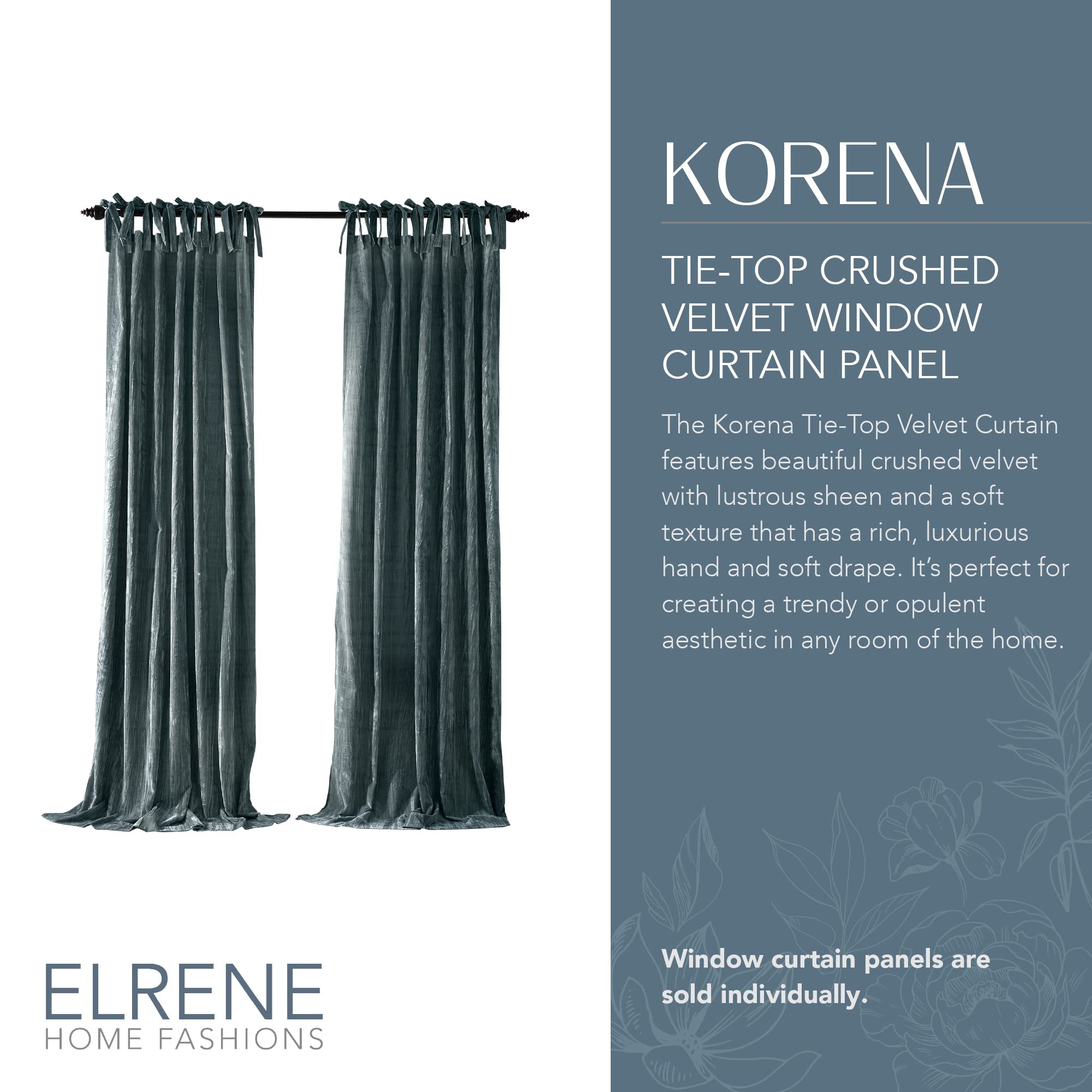 Elrene Home Fashions Korena Tie-Top Crushed Velvet Window Curtain Panel - Image 2