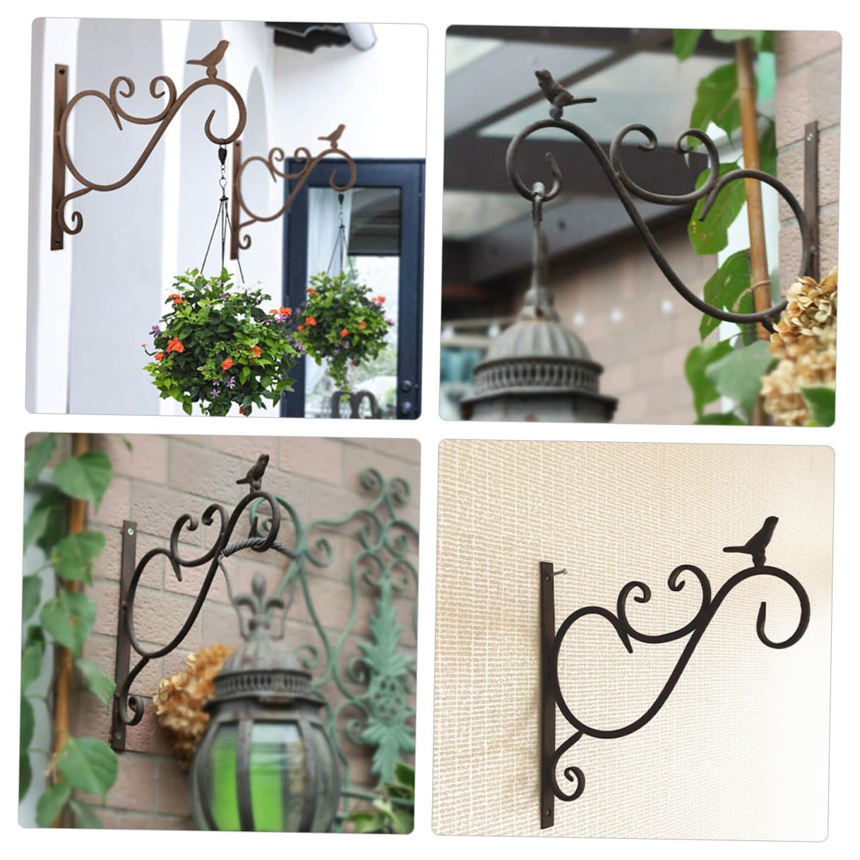 Soporte de Pared para Macetas Colgantes de Jardín Exterior de Soportes de Hierro Estilo Rústico para Plantas Balcón Patio y Decoración Hogar
