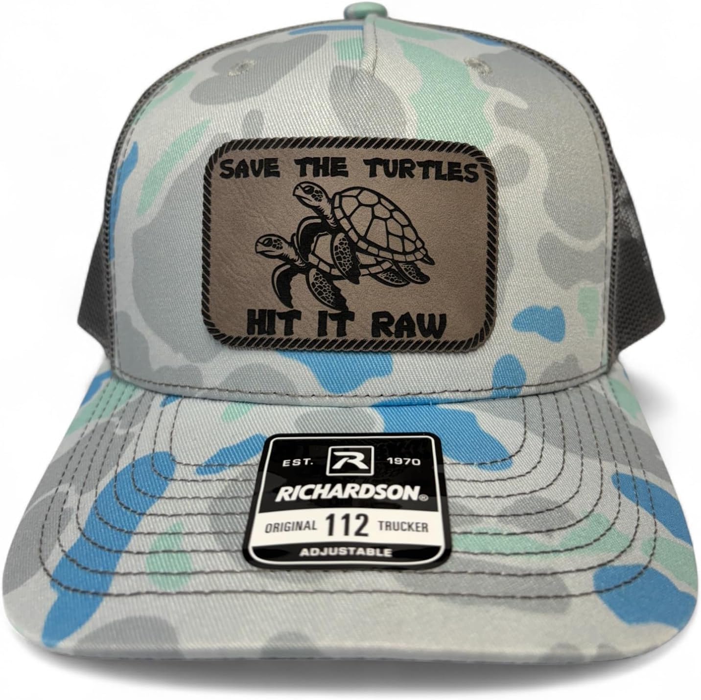 Save The Turtles Hit It Raw Hat - Funny Comedy Hat - Plastic Straws Environment - Beach Hats for Men