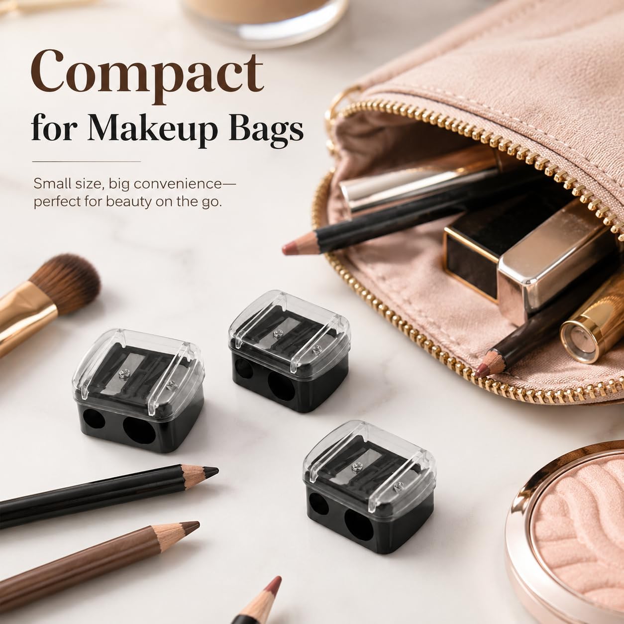 3 Pcs Dual Hole Makeup Pencil Sharpener for Eyeliner Lip Liner