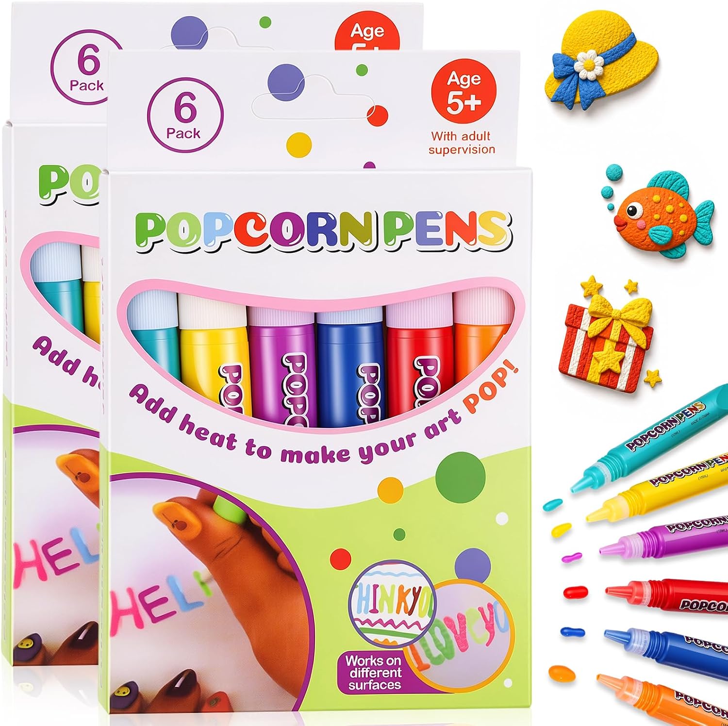3D Magic Popcorn Pens,DIY Art Puffy Pens,Bubble Drawing Pen (6Color*2Boxes)