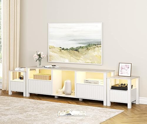 Miniatura 2 de WAMPAT Soporte de TV LED para televisores de hasta 100 pulgadas centro de entretenimiento moderno LED para consola de TV de 808590 pulgadas con 9