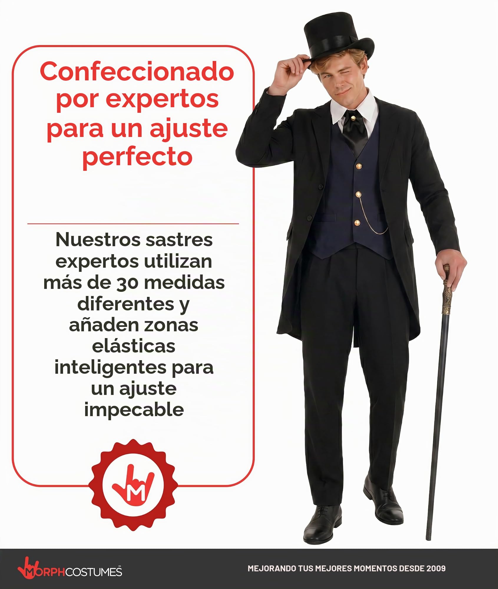 Fun Shack Disfraz de Epoca Hombre, Disfraz Victoriano Halloween Hombre | Chaqueta de Frac, Camisa con Chaleco, Corbata & Chistera, Estilo Victoriano, Perfecto para Halloween, Ideal para Disfrazarse