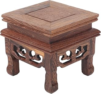 Wood Pedestal Stand, Wooden Display Stand Squared Stable Retro Style Durable Wood Widely Used Wooden Stand for Plant Teapot Jewelry