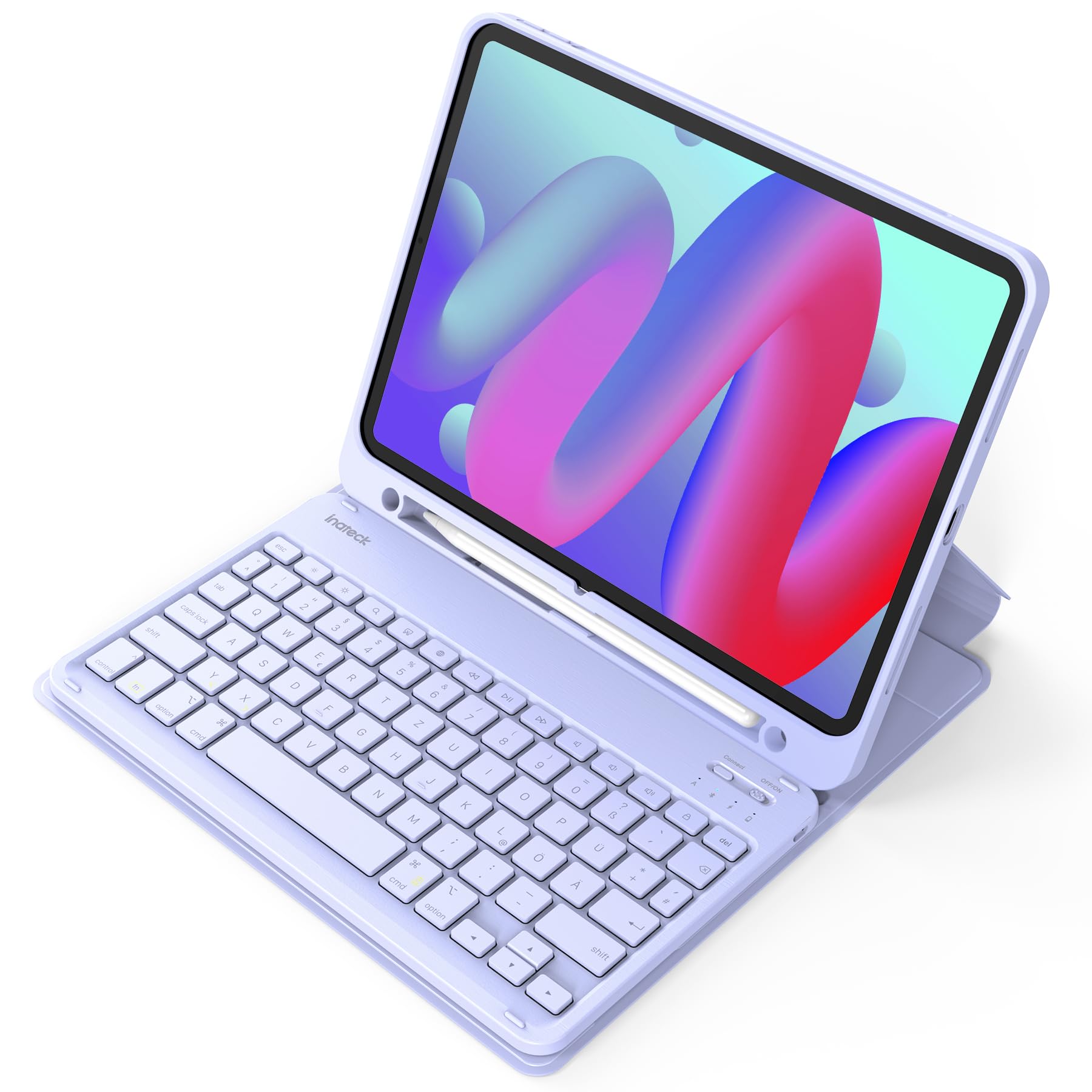 Inateck Tastatur Hülle kompatibel mit iPad 11 Gen.A16 2025 11",10 Gen.10,9",iPad Air 11" M4/M3/M2 (2026/2025), Air 5/4 10,9",Pro 11 4/3/2/1,QWERTZ, mit Stifthalter, Abnehmbar,Classic KB04002