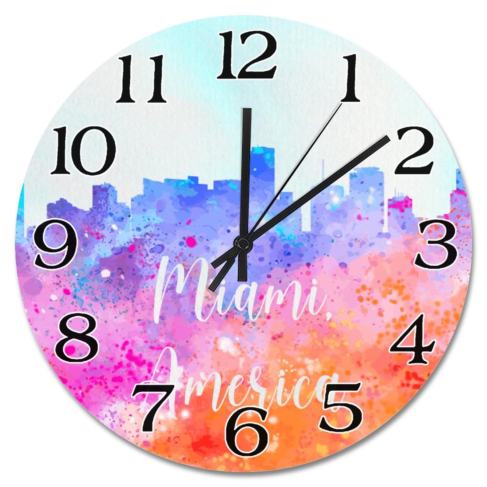 Horloge murale Miami arc-en-ciel 38cm grand format avec mécanisme silencieux à piles