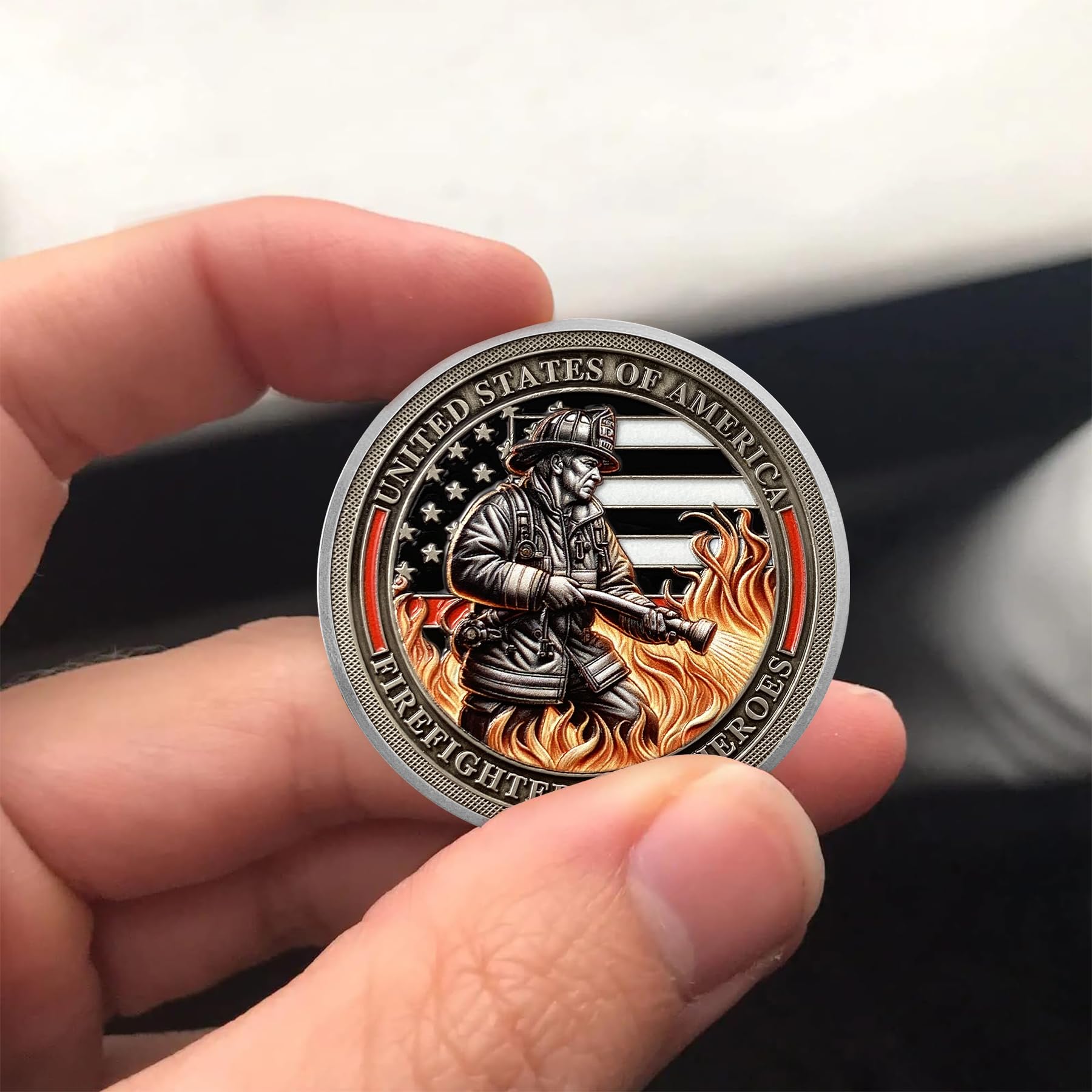 Amazon.co.jp: 消防ホース&消防士シルエットチャレンジコイン | 名誉と義務のメダリオン | 消防士と法執行機関への感謝のトークン :  文房具・オフィス用品