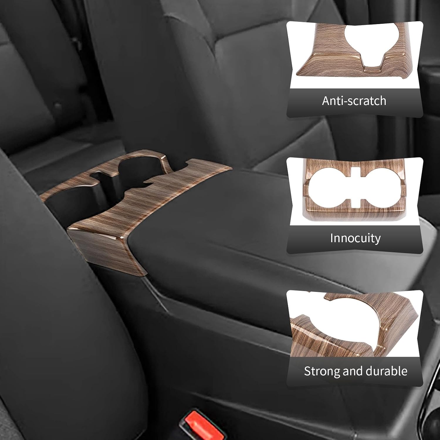 CheroCar Rear Cup Holder Panel Trim Cover Accessories Armrest Box Center Console Cup Holder Interior Accessories Fit for Colorado/GMC Canyon 2023 2024 2025+ Interior Accessories image 3