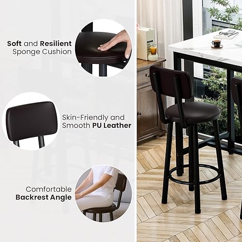 Miniatura 7 de DKLGG Juego de mesa de comedor rectangular de 47 pulgadas para 2 personas con mesa de MDF y sillas de piel sintética, juego de bar para cocina