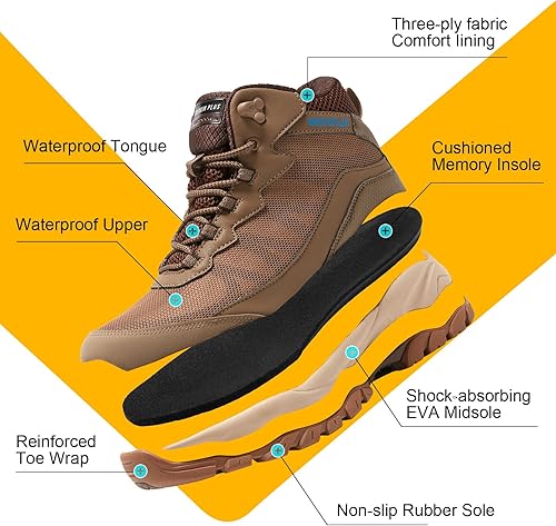 Miniatura 2 de TREKKIN PLUS Women Waterproof Hiking Boots Breathable Soft Lined Booties Non Slip Trail Shoes for Outdoor Walking Trekking Camping