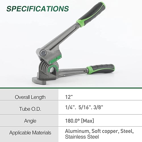 Miniatura 2 de Super Stars Dobladora de tubos 3 en 1 para tubos de cobre y aluminio de 14", 516", 38" (0.236 in, 0.315 in, 0.394 in), dobladora manual de tubos de