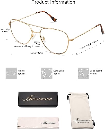 Miniatura 6 de 3-Pack Retro Aviator Reading Glasses for Men Women Trendy Square Blue Light Blocking Computer Readers Metal AM6092A