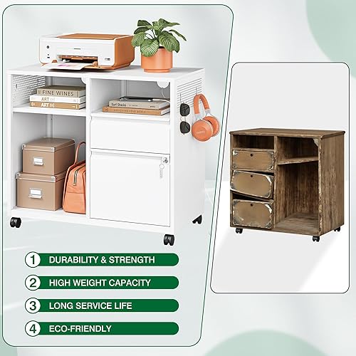 Miniatura 62 de Archivador móvil de 3 cajones con cerradura, archivador debajo del escritorio para oficina en casa, archivadores de metal sobre ruedas para archivo