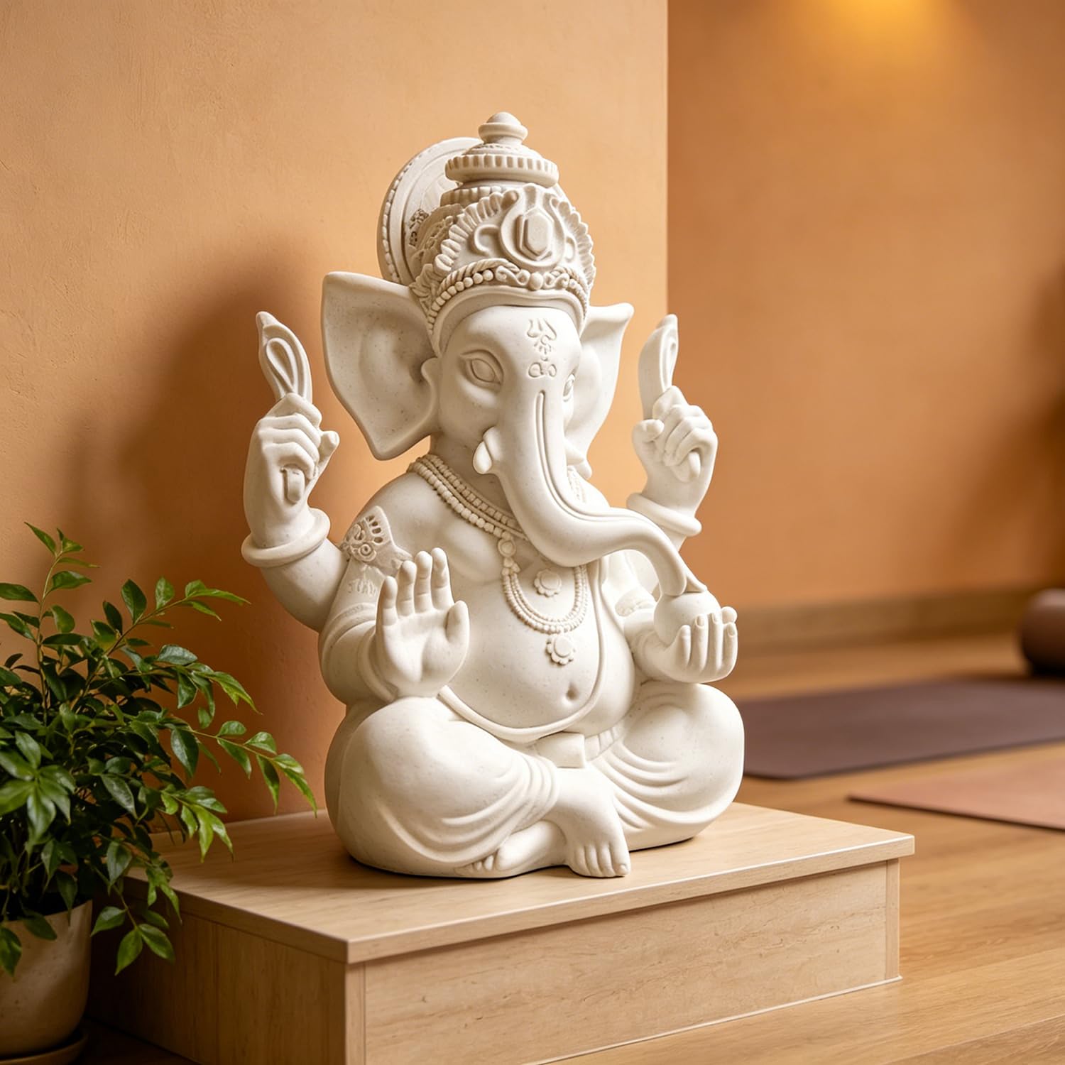 Statue Idolo Indiano,Decorazioni per Ufficio,Figure Decorative, Statuette Decorative Casa, Soggiorno Decorativo Moderno da Appoggiare, Scultura Astratta in Poliresina, Idea Regalo（18cm/Bianco）