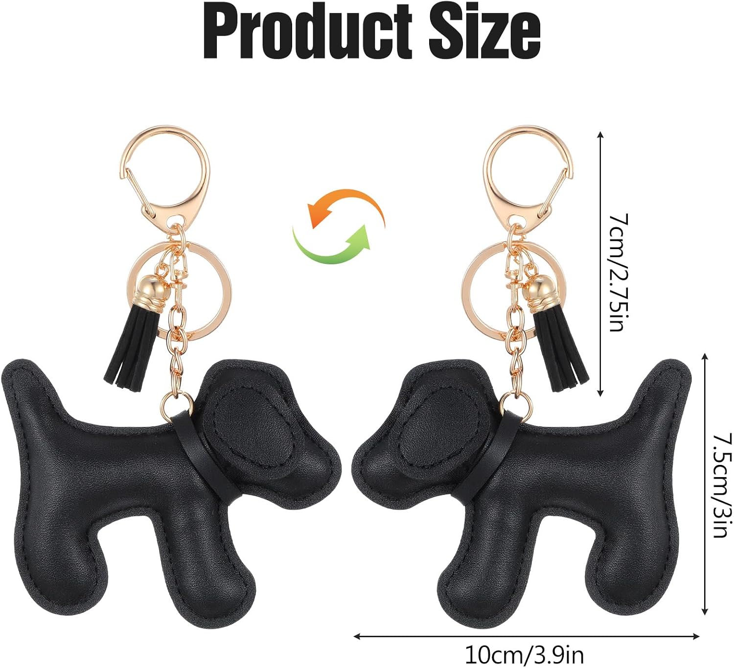 Giantree Leather Dog Keychain, Leather Dog Bag Charm, Dogs Lover Charm Keychain for Purse Handbags Bag Accessories(Black) image 2