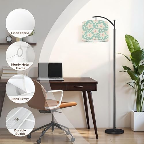 Miniatura 4 de Drum Lamp Shade Naive floral 70s groovy daisy flowers natural tones Retro Lampshade for Floor Lamps Table Lamps Pendant Light 11"x8.9" Replacement