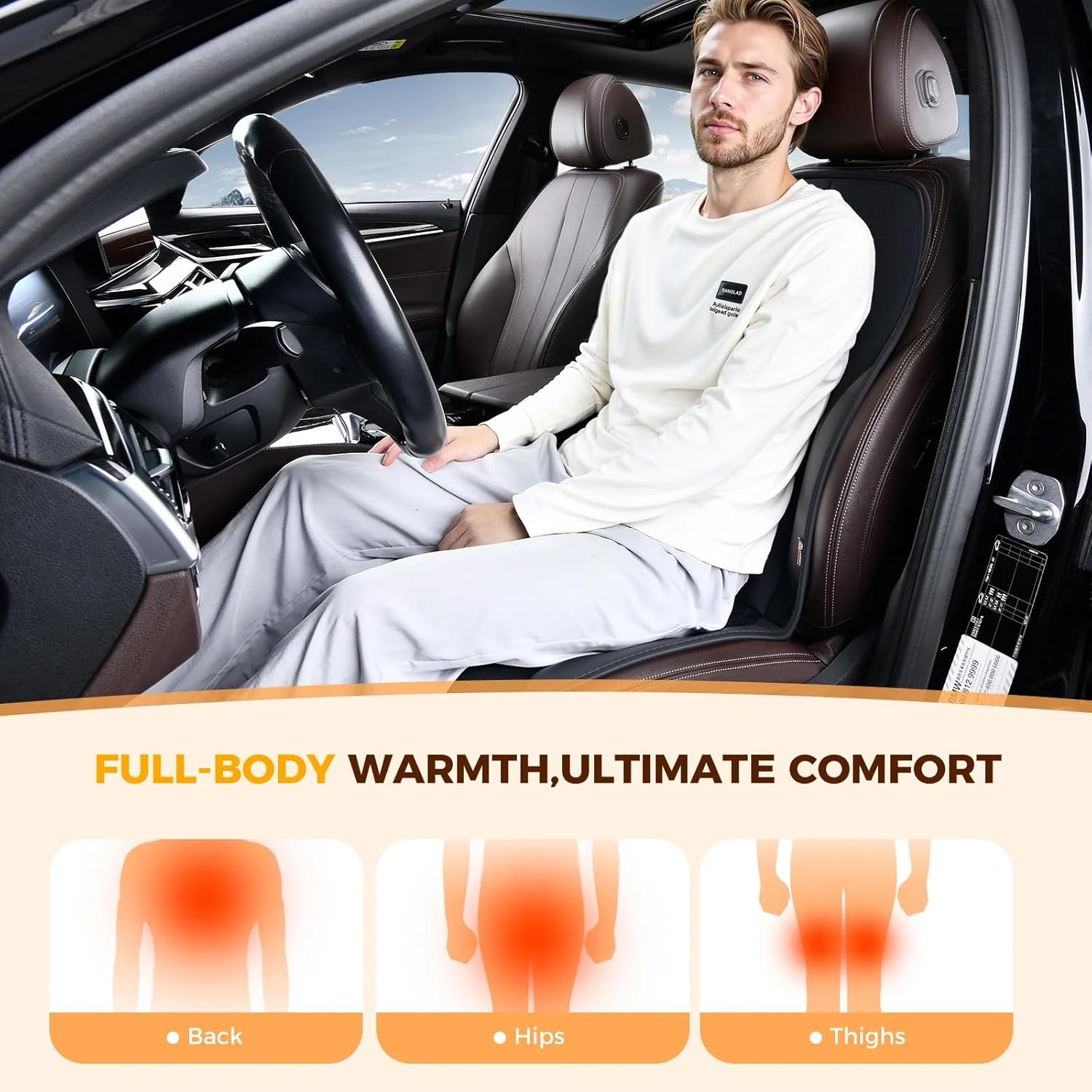 Coverado Front Seat Covers, Luxury Faux Leather Seat Cover for Cars, Winter Driver Car Seat Cushion, Waterproof Front Car Seat Protector Universal Fit Most Cars,1PCS (Black)
