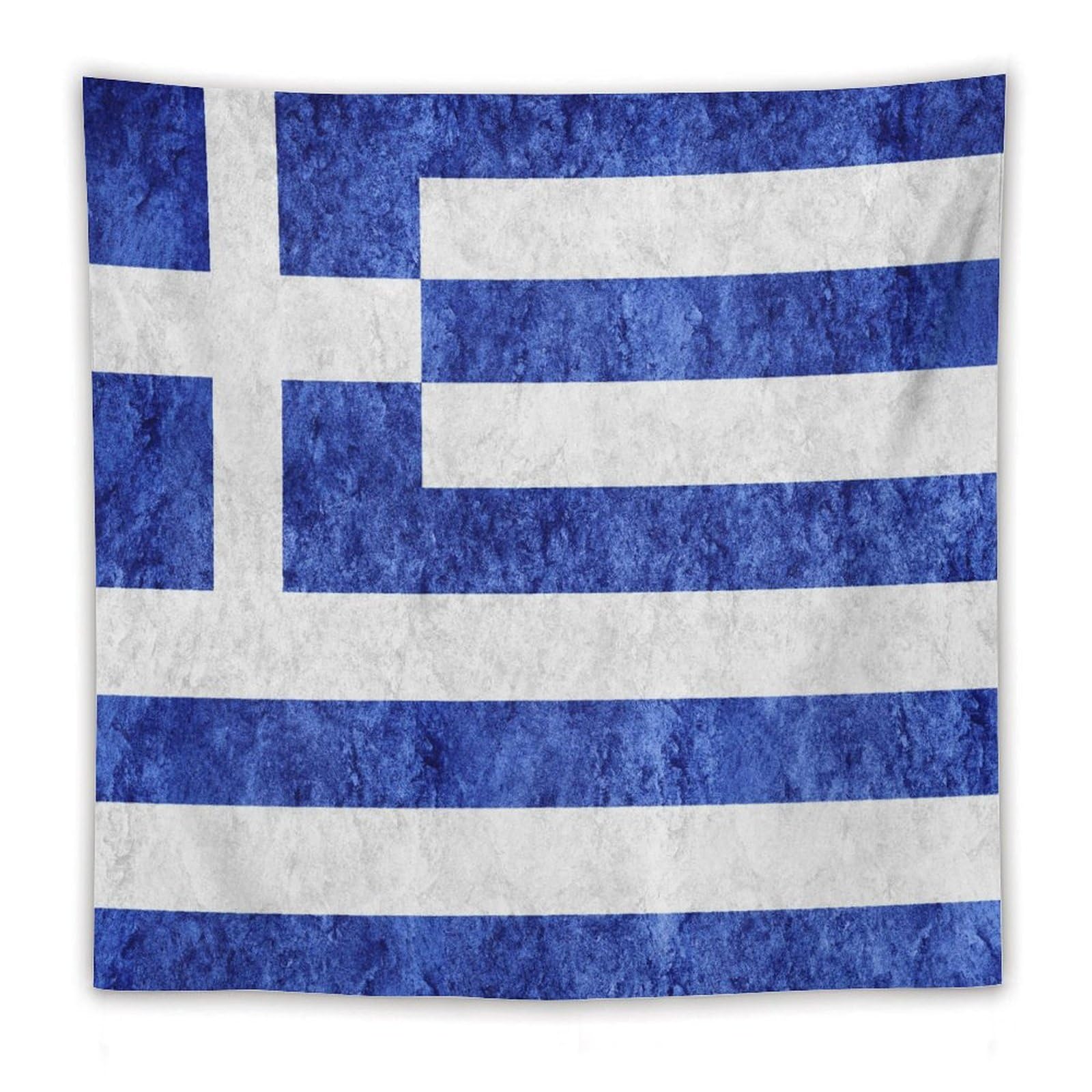 XingFox Greece Flag Textured Tapestry Wall Hanging, National Flag Art Wall Decoration Tapestry, For Bedroom Living Room Dorm Home Decoration, 60"x60"