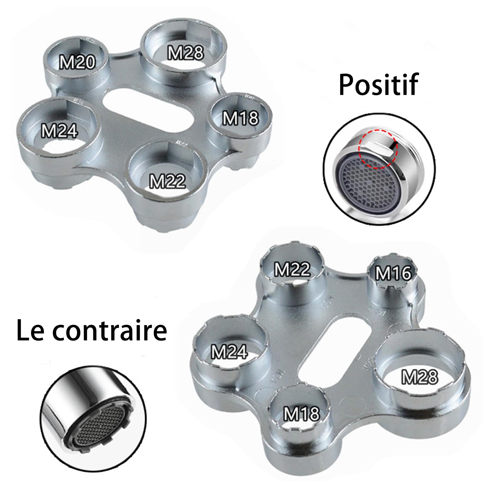 Clé pour Aérateur de Robinet Outil Mousseur en Alliage Durable pour Salle de Bain Cuisine