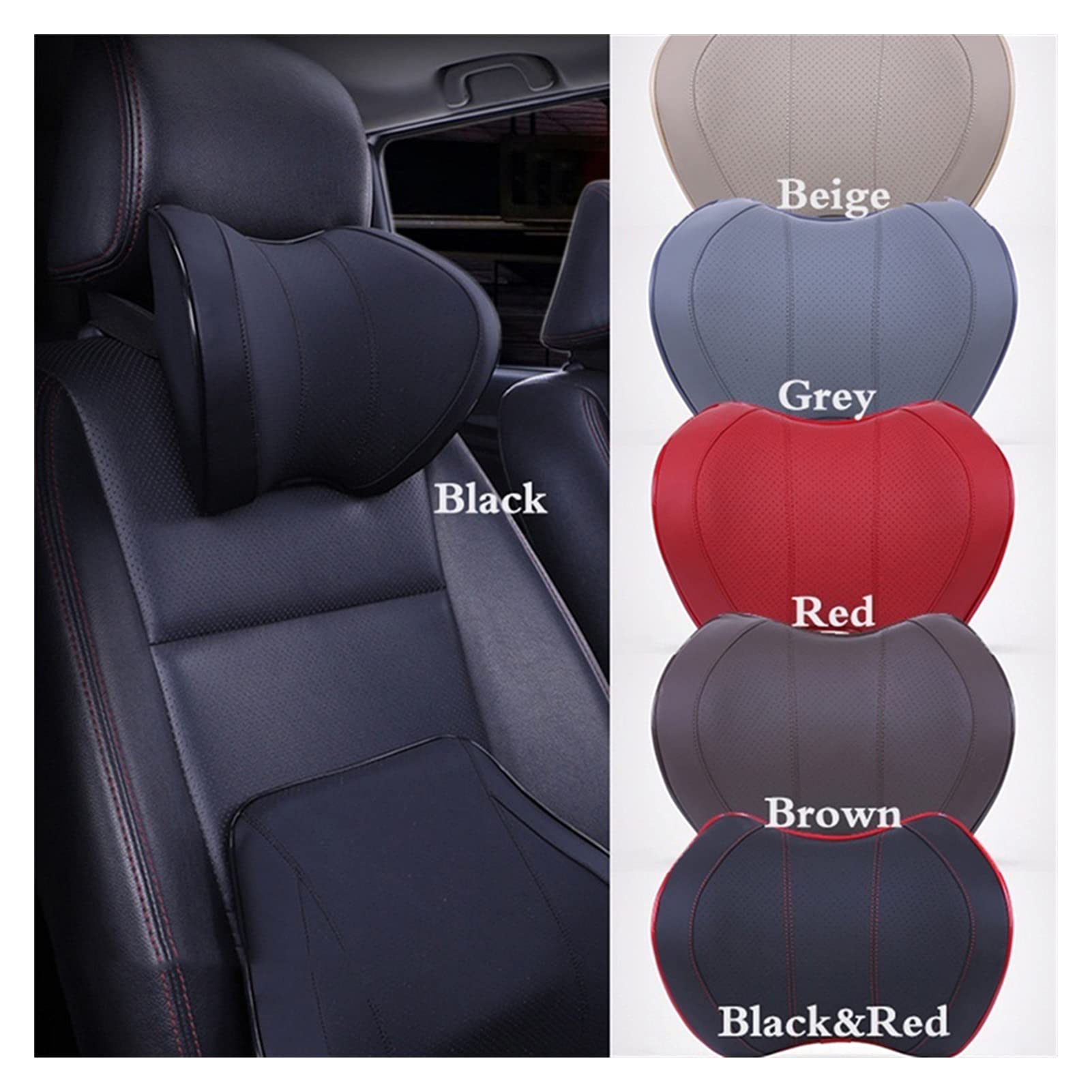 Reposacabezas del Coche Almohada para el Cuello para Silla de Asiento en Espuma de Memoria automática Cojín de algodón Cubierta de Tela Reposacabezas Suave Soporte de Oficina de Viaje (Colo