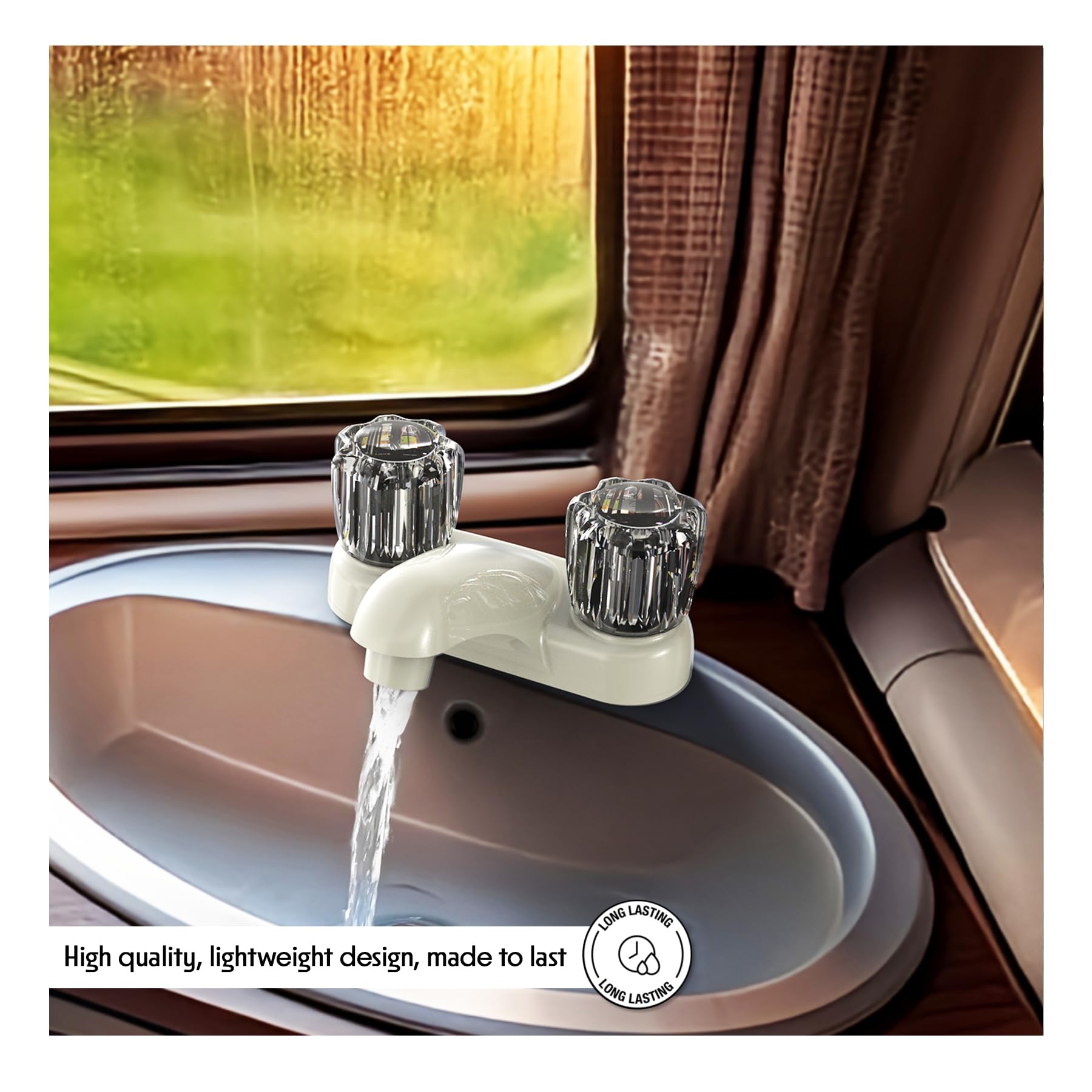 WMF RV Bathroom Faucet with Smoke Handles 4-Inch Centerset 2 Handle Sink Faucet for Camper Travel Trailer Mobile — view 4