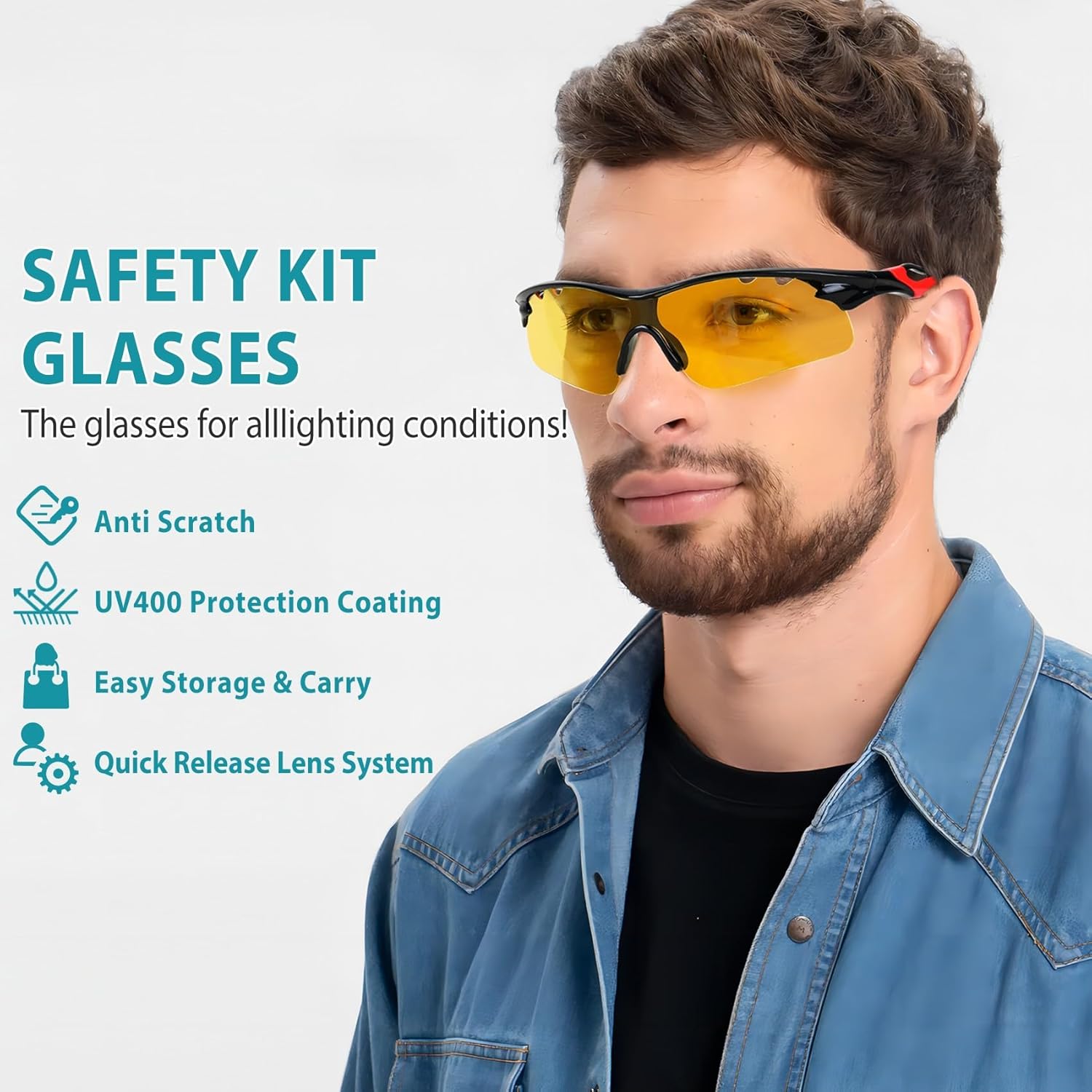 Shooting Glasses with 5 Interchangeable Lenses and Carrying Case Anti Fog Hunting Safety Glasses for Men Women - Image 6