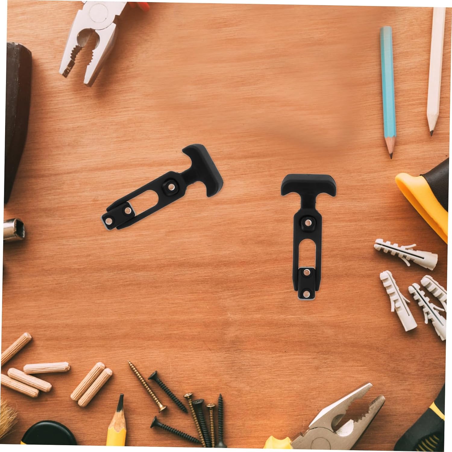 Vaguelly 2Pcs Adjustable Rubber T-Handle Latches for Toolboxes Car Hood Catches Flexible Draw Hasps for Mechanical Equipment Engine and Cabinets