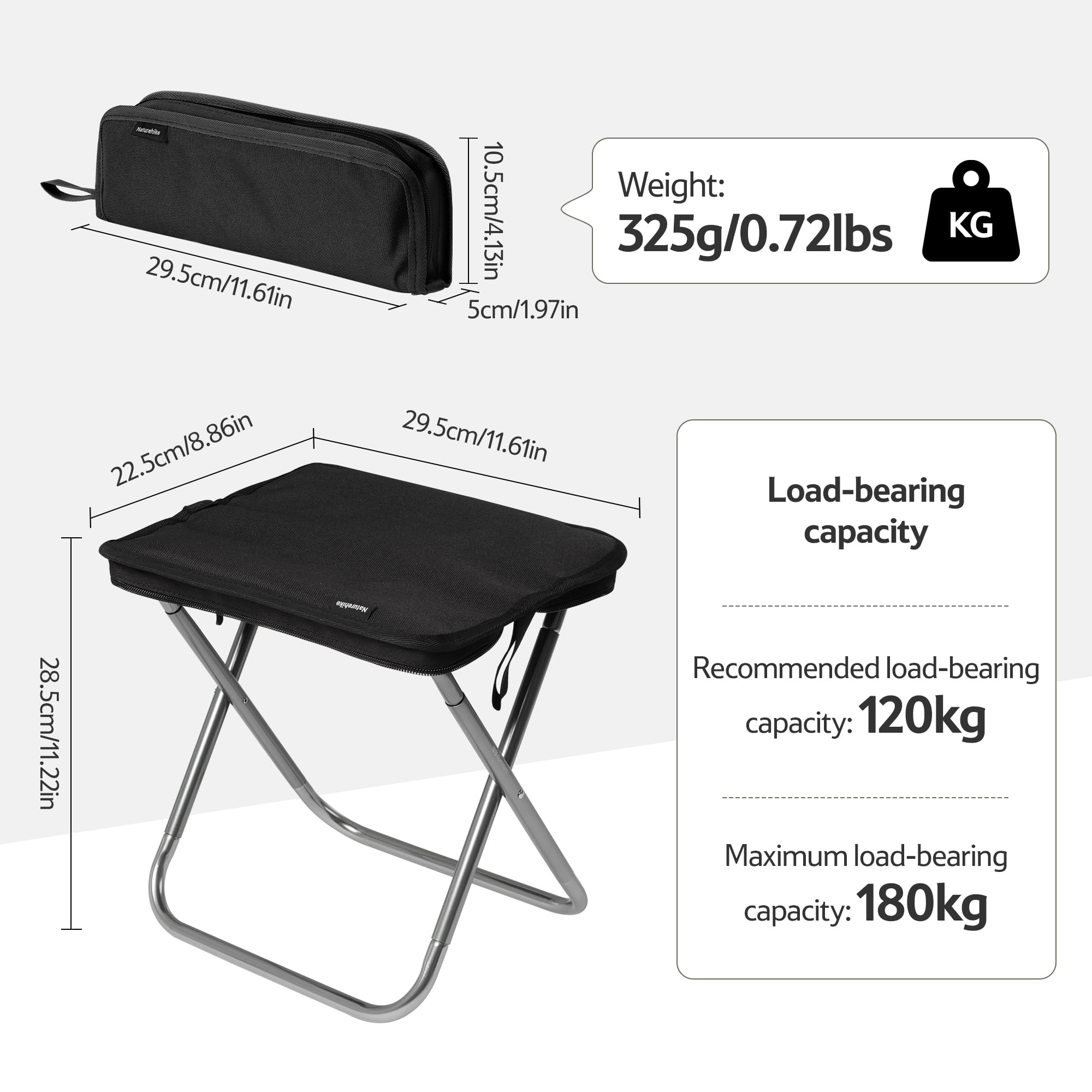 Naturehike Składany stołek, przenośny, ultralekki fotel ze stopu aluminium z pogrubioną podkładką z gąbki, wodoodporny, odporny na zużycie, na zewnątrz, kemping, kolejkę, wędkowanie, do ogrodu i łatwe