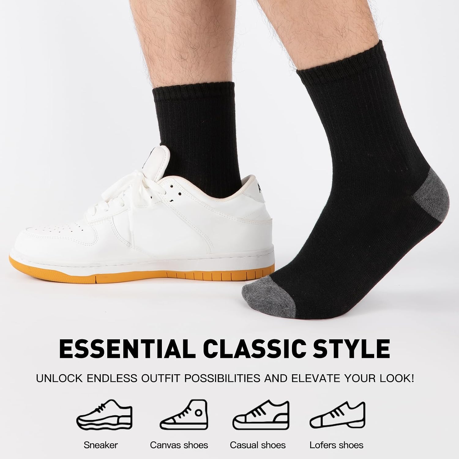 30 Pairs Men's Breathable Crew Socks – Soft Casual Comfort, Everyday Length Size 8-12/12-16, Bulk Pack